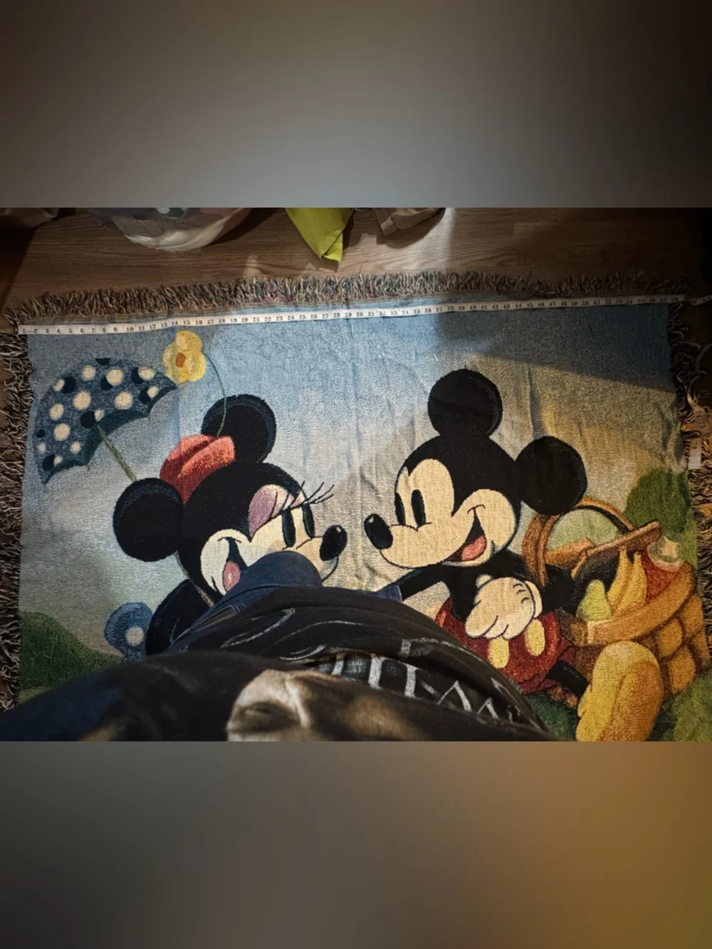 Mickey & Minnie Blue Cartoon Tapestry Wall Decor
